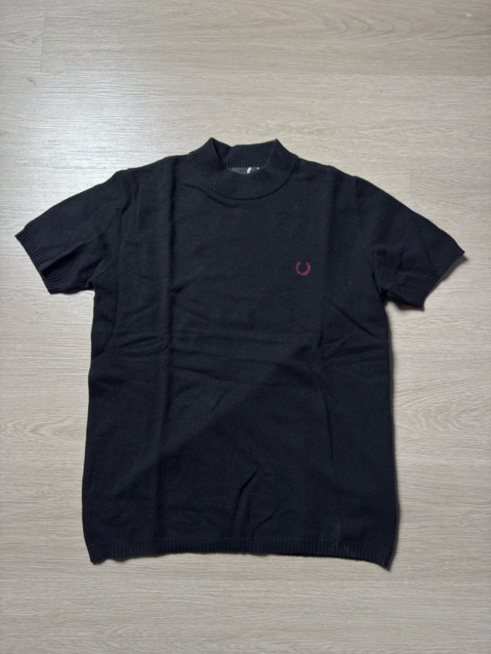 Raf Simons x Fred Perry Black Short-Sleeve Mock Neck Knit